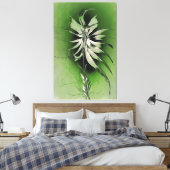 Serene bloem op groen canvas afdruk (Insitu (Slaapkamer))
