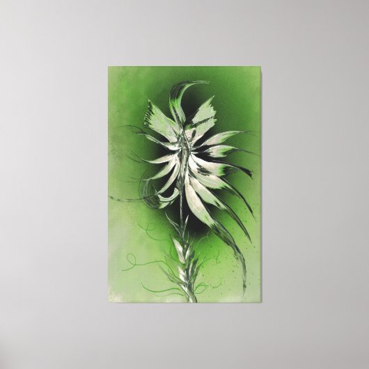 Serene bloem op groen canvas afdruk (Voorkant)