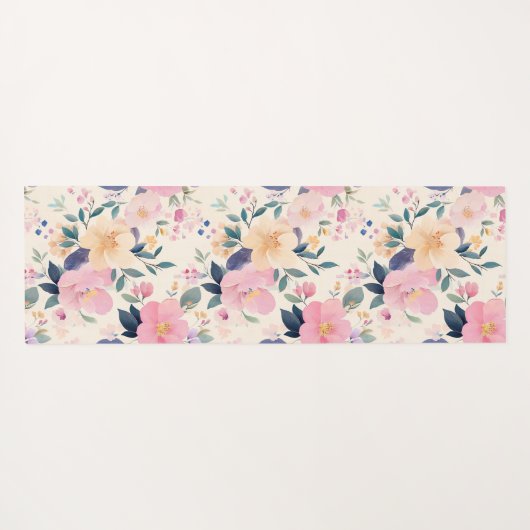 Serene Bloemen Roze Flow Elegante Kalmerende Esthe Yogamat (Achterkant (horizontaal))