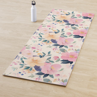 Serene Bloemen Roze Flow Elegante Kalmerende Esthe Yogamat