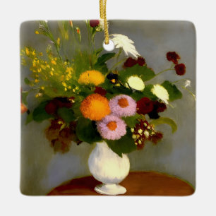 Serene Bloemen Stilleven Print Keramisch Ornament