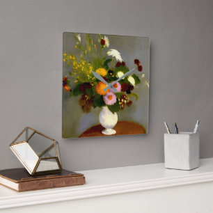 Serene Bloemen Stilleven Print Vierkante Klok