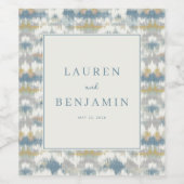Serene Blue Abstract Watercolor Wijn Etiket (Enkel label)
