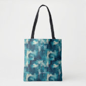 Serene Blue Abstracte gepersonaliseerde Canvas tas (Voorkant)