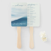 Serene Blue Beach Wedding Program Handwaaier (Voorkant en achterkant)