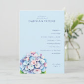 Serene Blue Floral Wedding Ceremony Programma (Staand voorkant)
