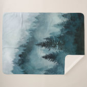Serene Blue Forest Comfort  Sherpa Deken (Voorkant (horizontaal))