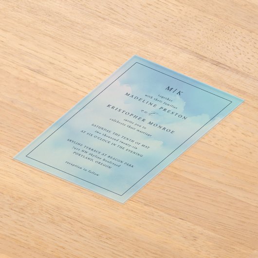 Serene Blue Gradient Wedding Invitation (Poser)
