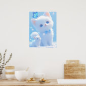 Serene Blue: Het verhaal van een Kat Poster (Keuken)