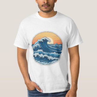 Serene Blue Ocean Waves Kustkunst T-shirt