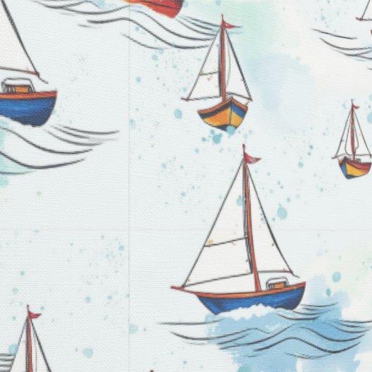 Serene Blue Red Sailing Boats op Zee Pattern Behang (Zoom)