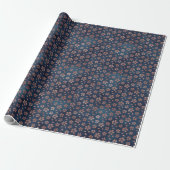 Serene Blue Sakura Patroon Gift Wrap Cadeaupapier (Uitgerold)