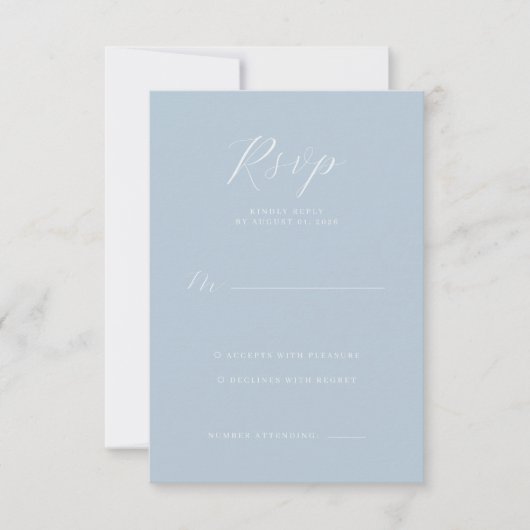 Serene Blue Typographic RSVP Kaartje (Voorkant)