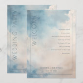 Serene Blue Watercolor Ceremony Program Programma (Voorkant / Achterkant)