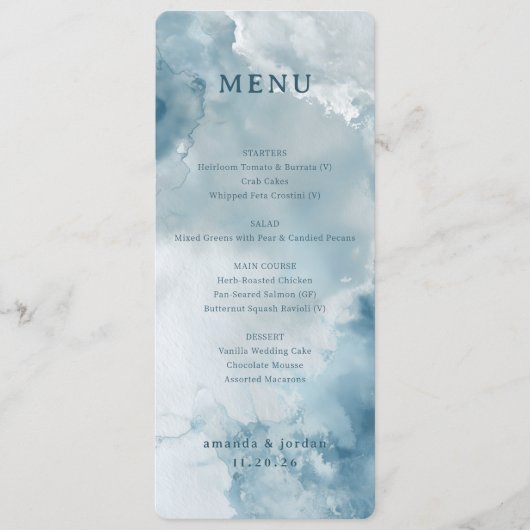 Serene Blue Watercolor Menu (Devant)