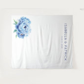 Serene Blue Watercolor Peony Wandkleed (Voorkant (horizontaal))