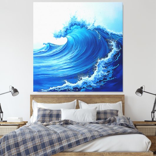 Serene Blue Wave Splashes Canvas Afdruk (Insitu (Slaapkamer))