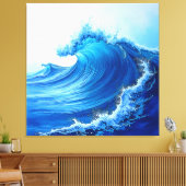 Serene Blue Wave Splashes Canvas Afdruk (Insitu (Woonkamer))