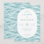 Serene Blue Wave Wedding Invitation (Devant / Derrière)