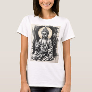 Serene Boeddha - Houtskool Kunst van Vrede en Rust T-shirt