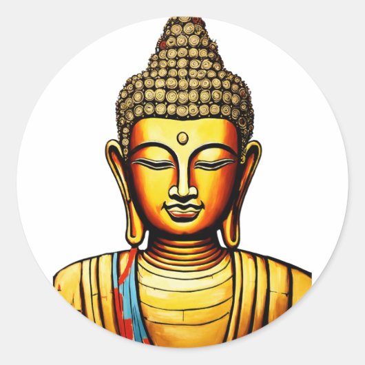 Serene Boeddha: Ronde Sticker (Voorkant)