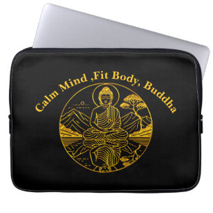 Serene Boeddhafiguur die reflecteert op rustige wa Laptop Sleeve