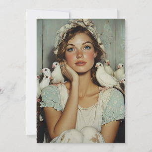Serene Boerderij Maiden White Doves - Symbool van  Kaart