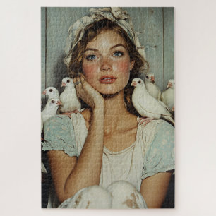 Serene Boerderij Maiden White Doves - Symbool van  Legpuzzel