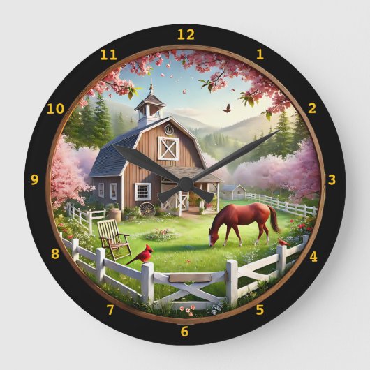 Serene boerderij voorjaar landschap grote klok (Voorkant)