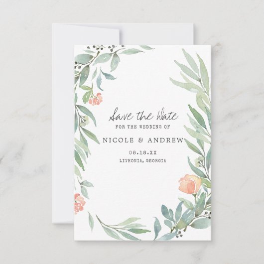 Serene Botanical | Wilde weduwe sparen de Datum Save The Date (Voorkant)