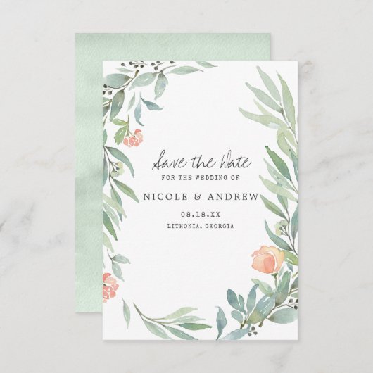 Serene Botanical | Wilde weduwe sparen de Datum Save The Date (Voorkant / Achterkant)