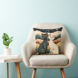Serene Cats Throw Pillow Kussen