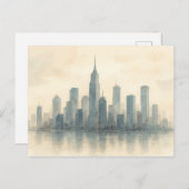 Serene Cityscape Reflection Print, moderne skyline Briefkaart (Voorkant / Achterkant)