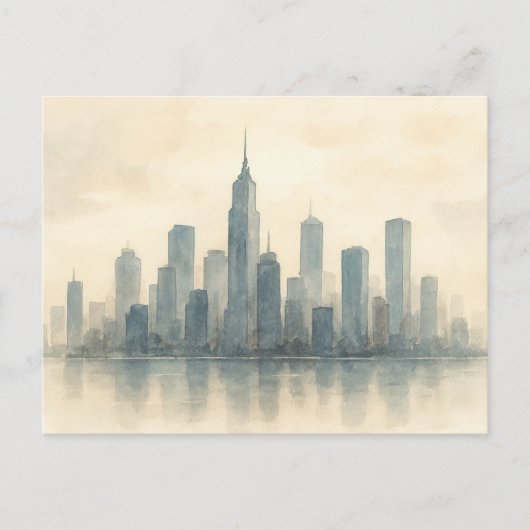 Serene Cityscape Reflection Print, moderne skyline Briefkaart (Voorkant)