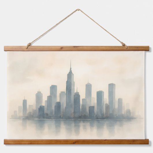 Serene Cityscape Reflection Print, moderne skyline Hangend Wandkleed (Voorkant)