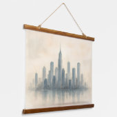 Serene Cityscape Reflection Print, moderne skyline Hangend Wandkleed (Gebogen)