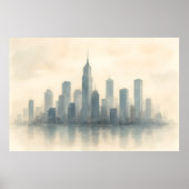 Serene Cityscape Reflection Print, moderne skyline Poster (Voorkant)