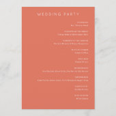 Serene Coral Floral Wedding Ceremony Schedule Programma (Achterkant)
