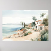 Serene Cyprus: Digitale Waterverf Art Prints (Voorkant)