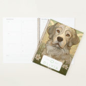 Serene Dog Planner avec nom et monogramme (Devant avec enveloppe)