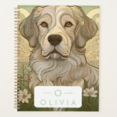 Serene Dog Planner avec nom et monogramme (Devant)