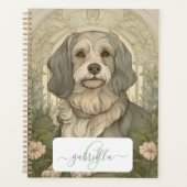 Serene Dog Planner avec nom et monogramme (Devant)
