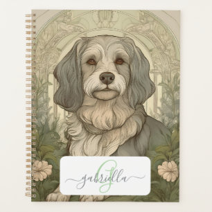 Serene Dog Planner avec nom et monogramme