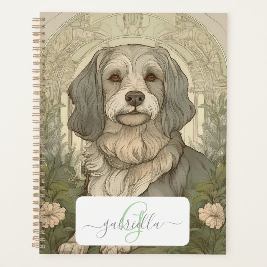 Serene Dog Planner avec nom et monogramme (Devant)