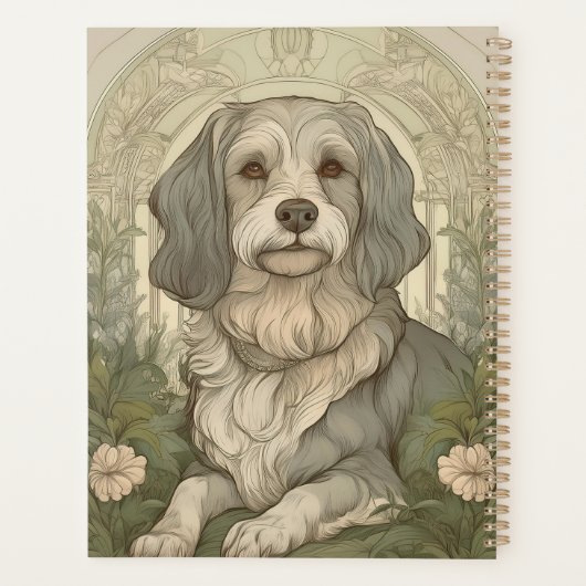 Serene Dog Planner avec nom et monogramme (Dos)