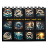 Serene dolfijnen op rustiek hout 2025 kalender (Hoes)