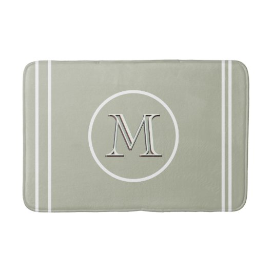 Serene Elegant Contemmodern Groen Monogram Badmat (Voorkant)