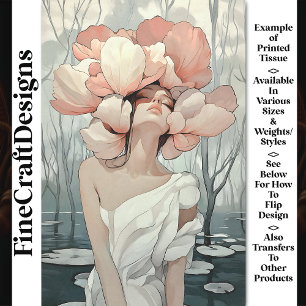 Serene etherische vrouw koraal, crème CB9 decoupag Tissuepapier