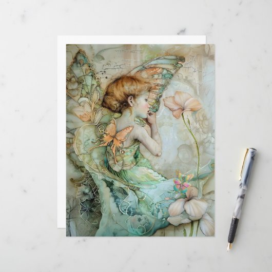Serene Fairy A4 Advies Verjaardagskaart (Voorkant / Achterkant in situ)