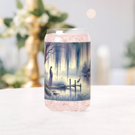 Serene Fantasy Lake met Willow en Heron Blikvorm Glas (Insitu (Huwelijk))